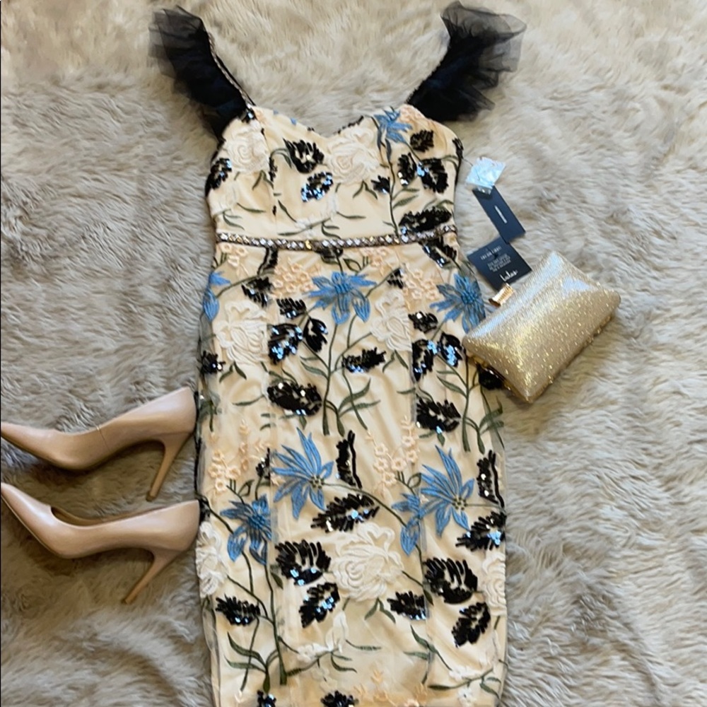 Embroidered Sequin Bodycon Dress